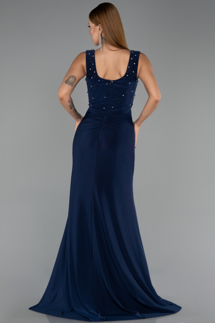 Robe de Soirée Longue Bleu Marine ABU6552