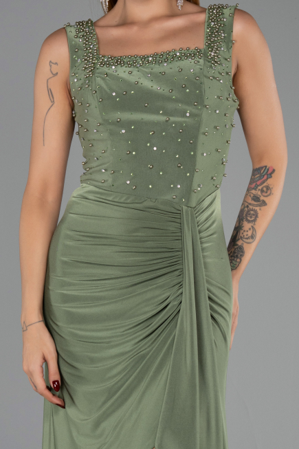 Robe de Soirée Longue Vert Huile ABU6552
