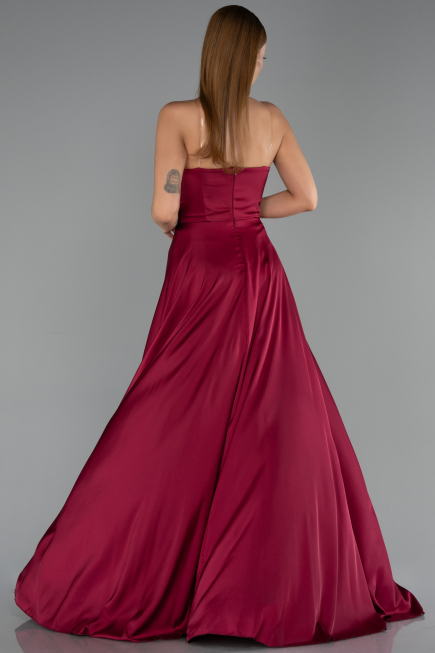 Robe de Soirée Longue Satin Prune ABU6553