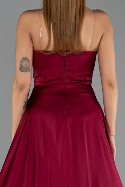 Robe de Soirée Longue Satin Prune ABU6553