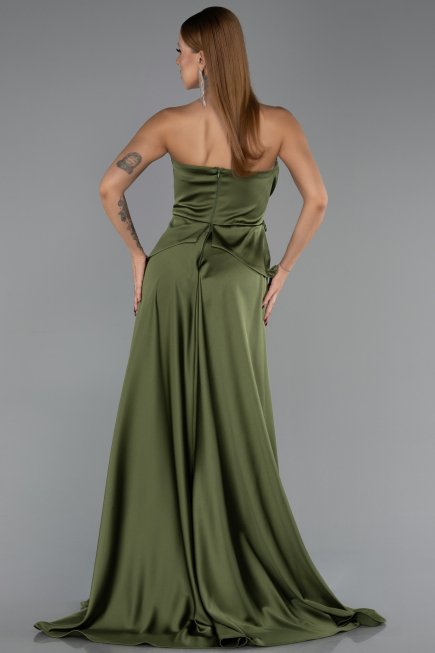 Robe de Soirée Longue Dantelle Kaki ABU5615