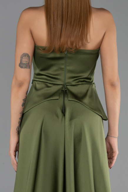 Robe de Soirée Longue Dantelle Kaki ABU5615