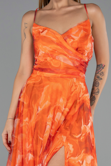 Robe De Graduation Grande Taille Longue Orange ABU6558