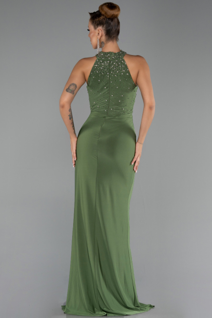 Robe de Soirée Longue Vert Huile ABU5422