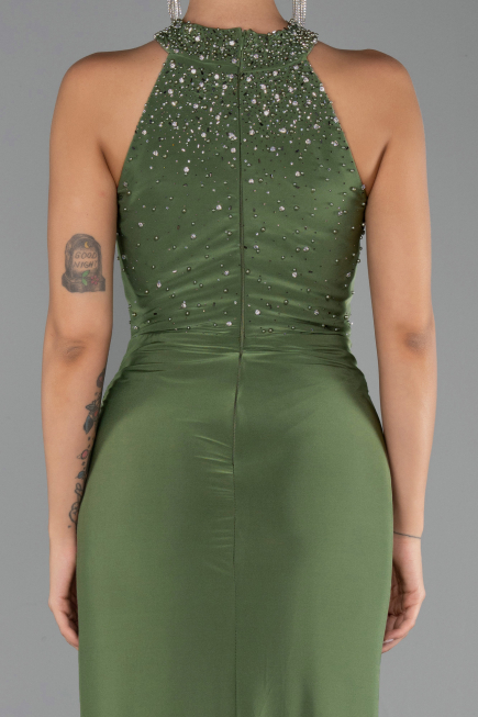 Robe de Soirée Longue Vert Huile ABU5422