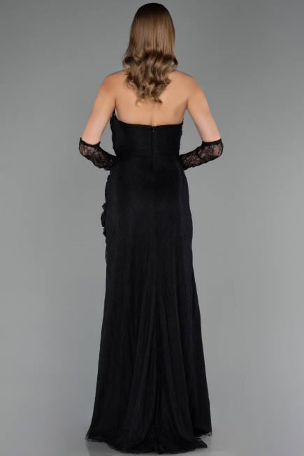 Robe de Soirée Longue Dantelle Noir ABU6562
