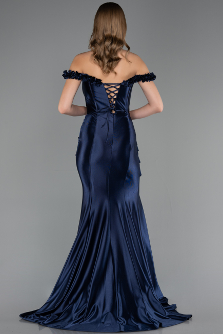 Robe de Soirée Longue Bleu Marine ABU6565