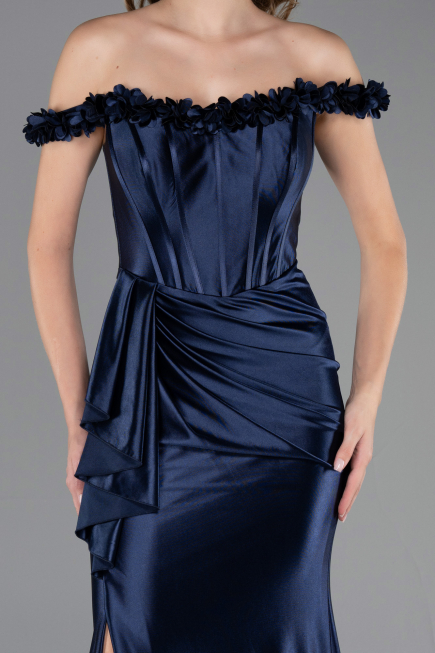 Robe de Soirée Longue Bleu Marine ABU6565