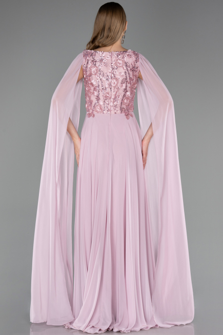 Robe de Soirée Longue Mousseline Poudre ABU6566