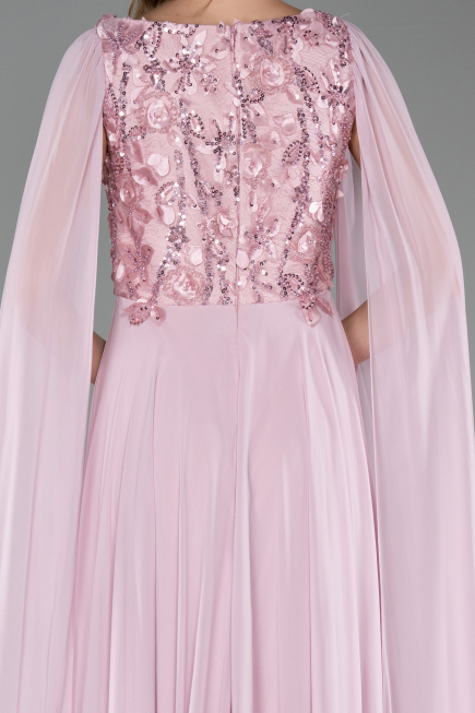 Robe de Soirée Longue Mousseline Poudre ABU6566