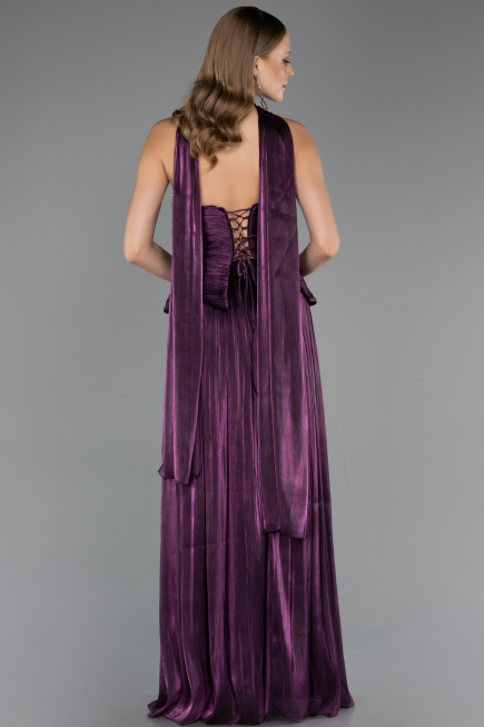 Robe de Soirée Longue Mousseline Violet ABU6570