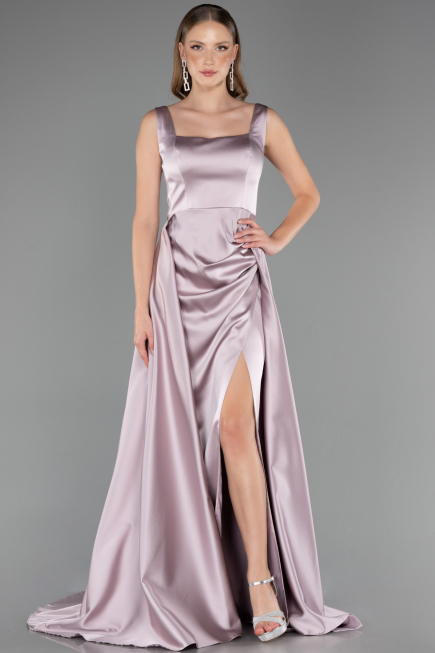 Robe Grande Taille Longue Satin Couleur Rose ABU6576