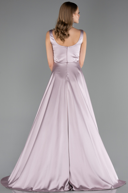 Robe Grande Taille Longue Satin Couleur Rose ABU6576