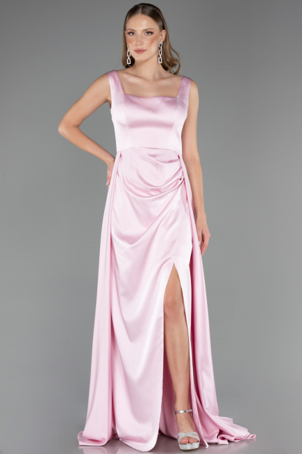 Robe Grande Taille Longue Satin Poudre ABU6576