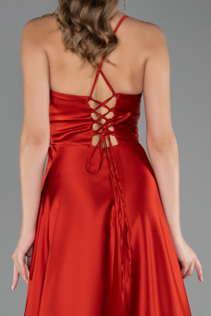 Robe de Soirée Longue Satin Brique ABU6573