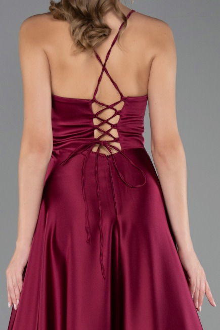 Robe de Soirée Longue Satin Prune ABU6573