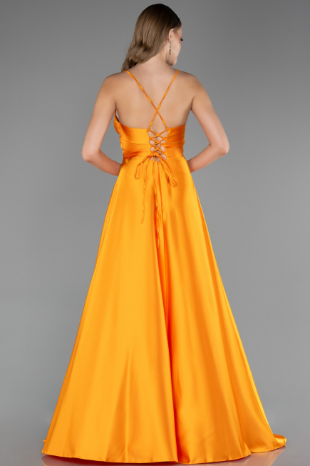 Robe de Soirée Longue Satin Orange ABU6573