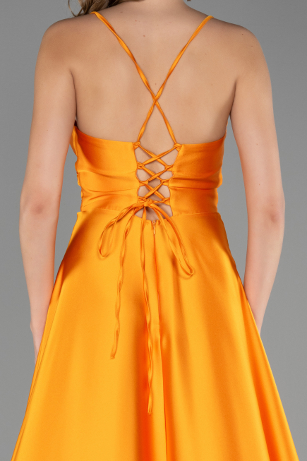 Robe de Soirée Longue Satin Orange ABU6573