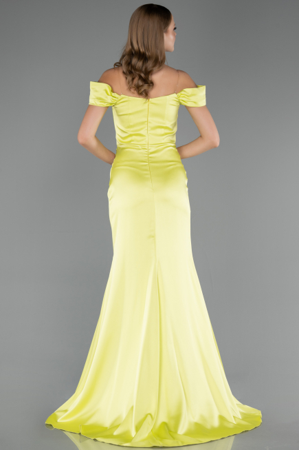 Robe De Soirée Grande Taille Longue Satin Pistache vert ABU6577