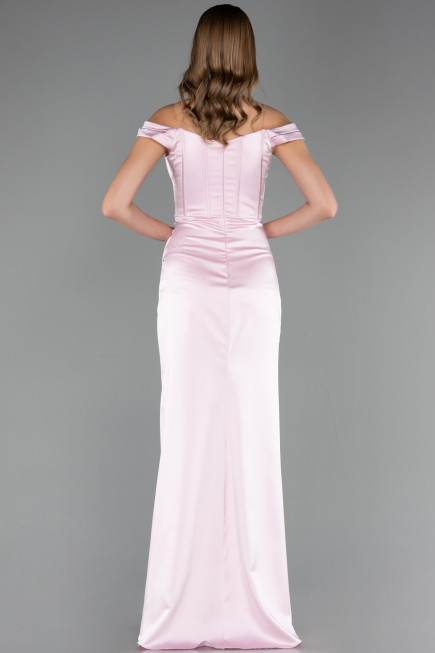 Robe Queue de Poisson Longue Satin Poudre ABU6574