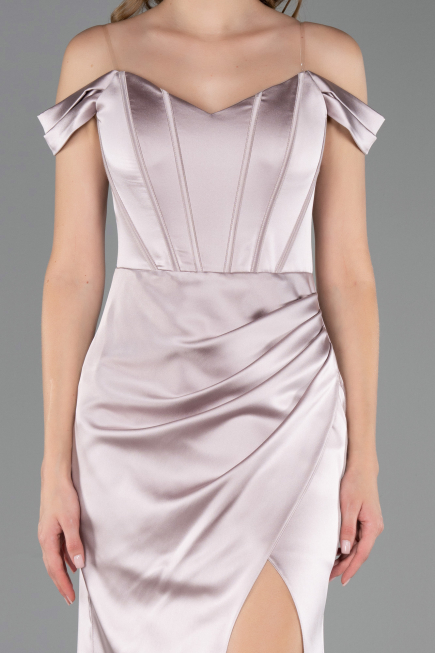Robe De Soirée Grande Taille Longue Satin Vison ABU6577