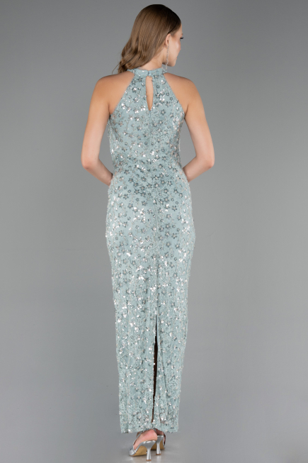Robe de Soirée Longue Dantelle Menthe ABU6578