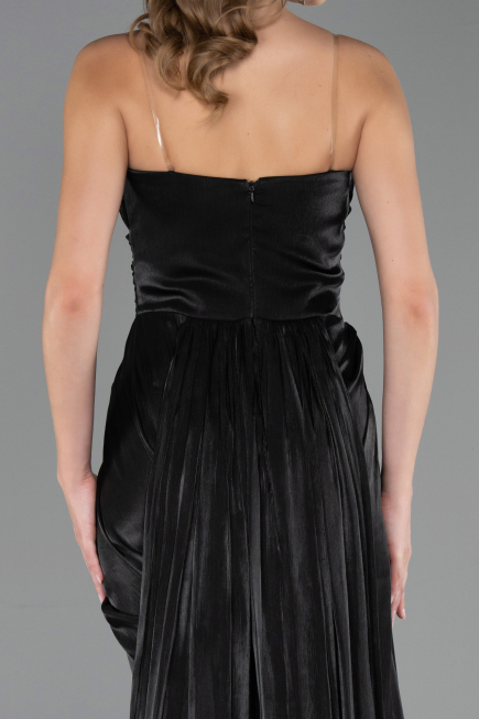 Robe de Soirée Grande Taille Longue Mousseline Noir ABU6582