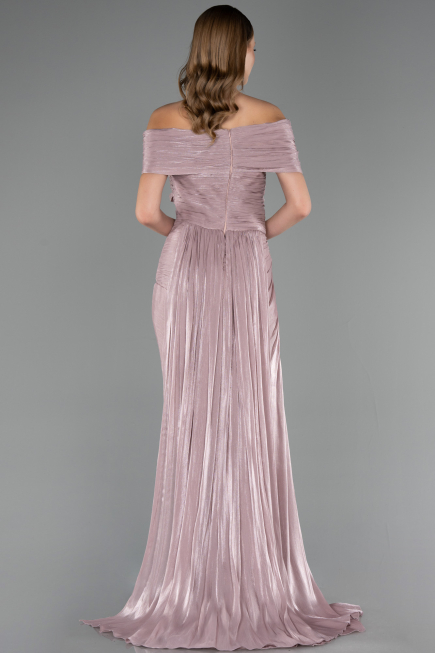 Robe de Soirée Longue Mousseline Couleur Rose ABU6581
