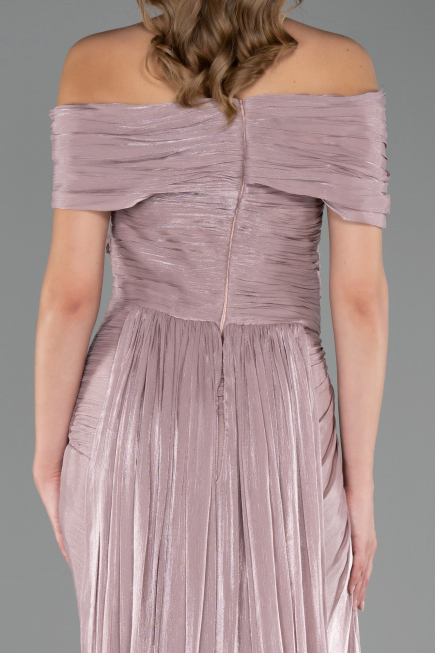 Robe de Soirée Longue Mousseline Couleur Rose ABU6581