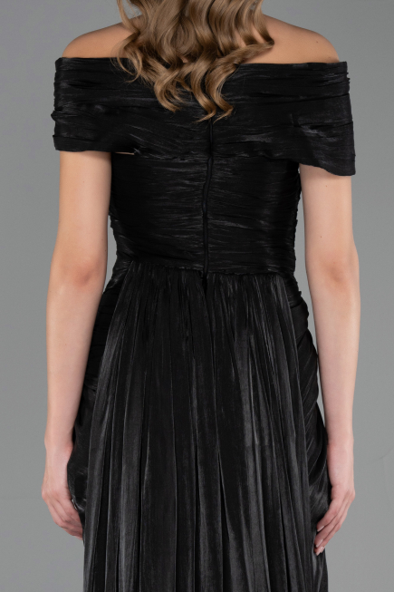 Robe de Soirée Longue Mousseline Noir ABU6581
