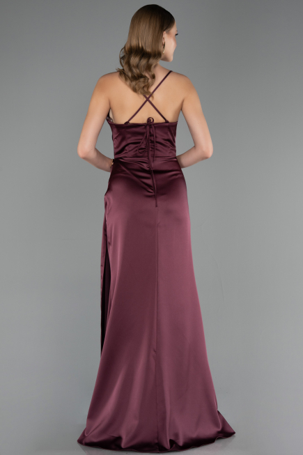 Robe de Soirée Longue Satin Couleur Cerise ABU6584