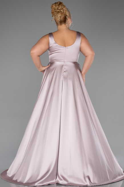 Robe Grande Taille Longue Satin Couleur Rose ABU6576
