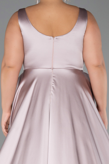 Robe Grande Taille Longue Satin Couleur Rose ABU6576