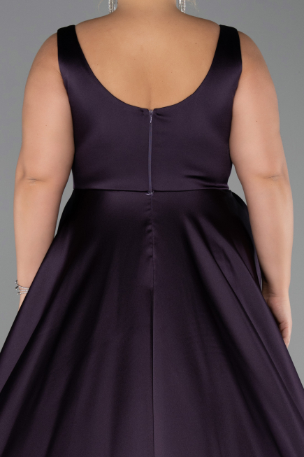 Robe de Soirée Longue Satin Violet Foncé ABU6572