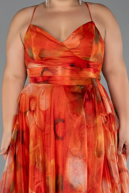 Robe De Graduation Grande Taille Longue Orange ABU6586