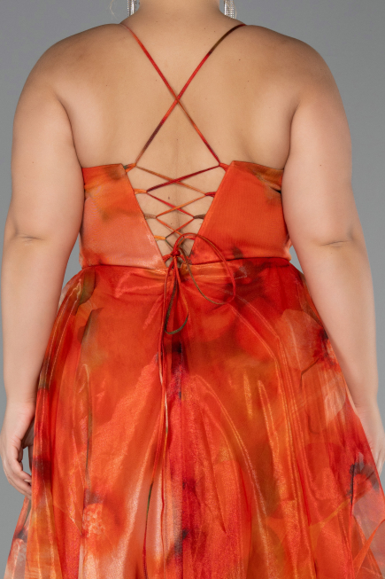 Robe De Graduation Grande Taille Longue Orange ABU6586