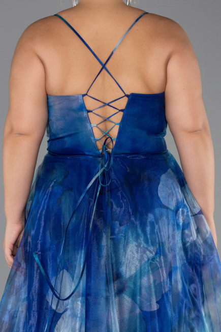 Robe De Graduation Grande Taille Longue Bleu Saxe ABU6586