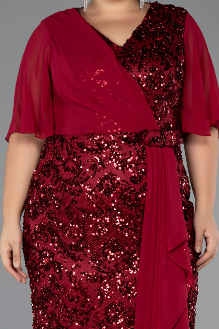 Robe Grande Taille Longue Squameuse Rouge Bordeaux ABU6373