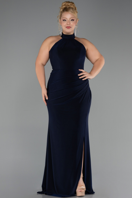Robe de Soirée Grande Taille Longue Bleu Marine ABU6539
