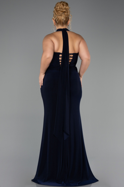 Robe de Soirée Grande Taille Longue Bleu Marine ABU6539