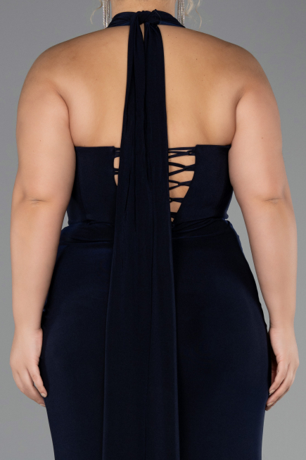 Robe de Soirée Grande Taille Longue Bleu Marine ABU6539