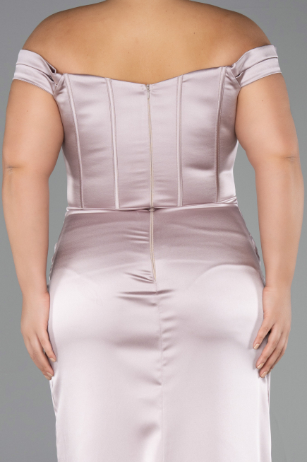 Robe De Soirée Grande Taille Longue Satin Vison ABU6577