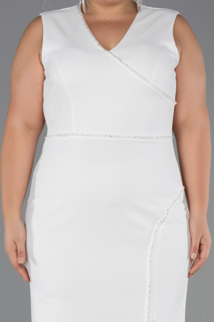 Robe De Fête Grande Taille Midi Blanc ABK2690