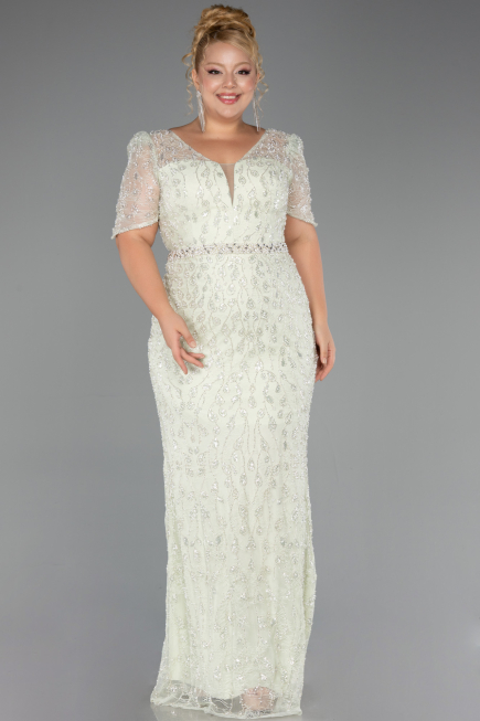 Robe Grande Taille Longue Perlé Menthe ABU6583