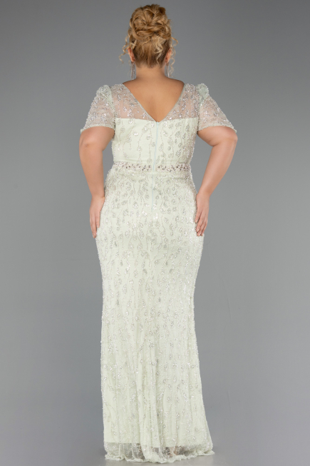Robe Grande Taille Longue Perlé Menthe ABU6583
