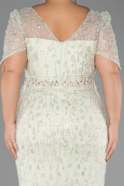 Robe Grande Taille Longue Perlé Menthe ABU6583