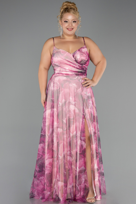 Robe De Graduation Grande Taille Longue Rose ABU6558
