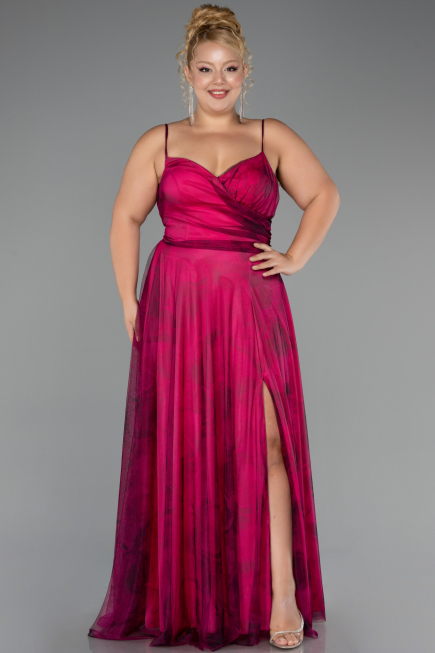 Robe De Graduation Grande Taille Longue Fushia ABU6558