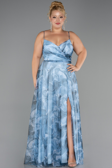 Robe De Graduation Grande Taille Longue Bleu clair ABU6558