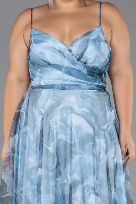 Robe De Graduation Grande Taille Longue Bleu clair ABU6558